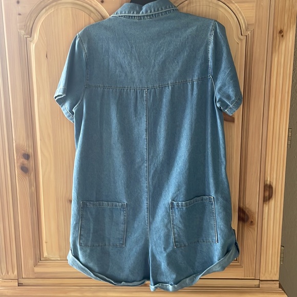 Denim button down romper - Picture 3 of 5